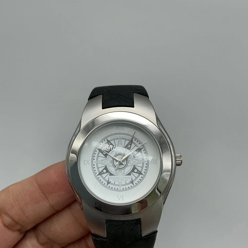 PierCarlo D'Alessio Orizzonte Elegance Mens Watch 37mm Silver Tone New Battery